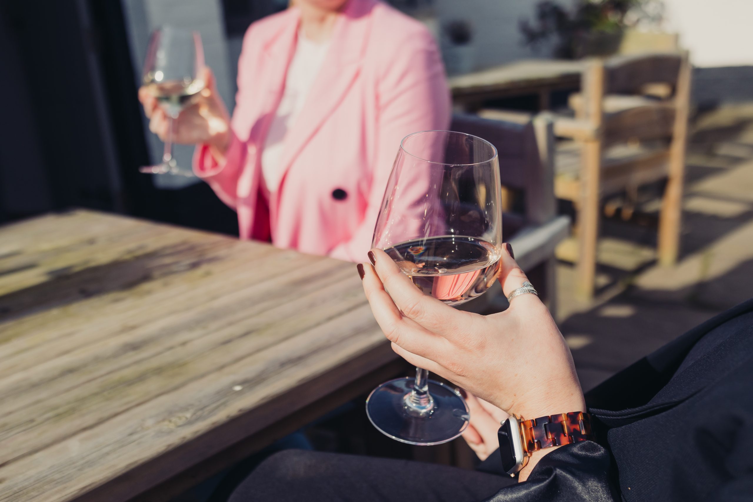 Enjoy a glass of wine outside the Waggon and Horses Eaton